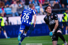 20260518 IFK Göteborgs Benjamin Brantlind jublar efter att ha gjort 0-2 under fotbollsmatchen i Allsvenskan mellan Örgryte IS och IFK Göteborg den 18 maj 2026 på Gamla Ullevi i Göteborg. 
Foto: Filip Kauffeldt