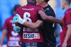 20250809 ÖIS Hampus Gustafsson och Mikael Dyrestam under fotbollsmatchen mellan Örgryte IS och IK Oddevold i Superettan den 9 augusti 2025 på Gamla Ullevi i Göteborg.