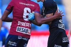 20250809 ÖIS Hampus Gustafsson och Mikael Dyrestam under fotbollsmatchen mellan Örgryte IS och IK Oddevold i Superettan den 9 augusti 2025 på Gamla Ullevi i Göteborg.