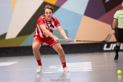 20240217 Pixbo IBKs Gustav Lindberg under innebandymatchen i SSL herr mellan Pixbo IBK och Hagunda IF den 17 februari 2024 i Mölnlycke.