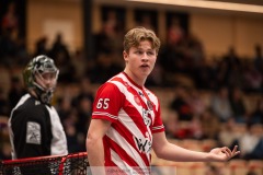 20240217 Pixbo IBKs Daniel Kalentun under innebandymatchen i SSL herr mellan Pixbo IBK och Hagunda IF den 17 februari 2024 i Mölnlycke.