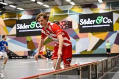 20240217 Pixbo IBKs Felix Lanver under innebandymatchen i SSL herr mellan Pixbo IBK och Hagunda IF den 17 februari 2024 i Mölnlycke.