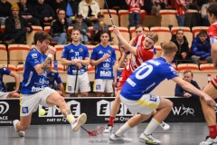 20240217 Pixbo IBKs Victor Johansson under innebandymatchen i SSL herr mellan Pixbo IBK och Hagunda IF den 17 februari 2024 i Mölnlycke.