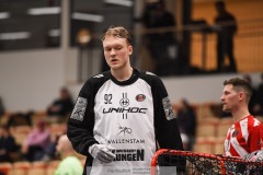 20240217 Pixbo IBKs Gustav Ringhagen under innebandymatchen i SSL herr mellan Pixbo IBK och Hagunda IF den 17 februari 2024 i Mölnlycke.