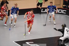 20240217 Pixbo IBKs Filip Kalentun under innebandymatchen i SSL herr mellan Pixbo IBK och Hagunda IF den 17 februari 2024 i Mölnlycke.