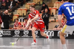 20240217 Pixbo IBKs Fabian Lindbäck under innebandymatchen i SSL herr mellan Pixbo IBK och Hagunda IF den 17 februari 2024 i Mölnlycke.