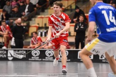 20240217 Pixbo IBKs Fabian Lindbäck under innebandymatchen i SSL herr mellan Pixbo IBK och Hagunda IF den 17 februari 2024 i Mölnlycke.