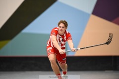 20240217 Pixbo IBKs Gustav Lindberg under innebandymatchen i SSL herr mellan Pixbo IBK och Hagunda IF den 17 februari 2024 i Mölnlycke.