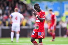 20240615 Skövde AIKs Mamadou Ousmane Diagne under fotbollsmatchen i Superettan mellan Skövde AIK och Degerfors IF den 15 juni 2024 på Södermalms IP i Skövde.