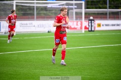 20240615 Skövde AIKs Samuel Sörman under fotbollsmatchen i Superettan mellan Skövde AIK och Degerfors IF den 15 juni 2024 på Södermalms IP i Skövde.