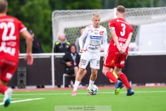 20240615 Degerfors IFs Adi Fisic under fotbollsmatchen i Superettan mellan Skövde AIK och Degerfors IF den 15 juni 2024 på Södermalms IP i Skövde.