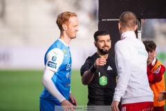 20240430 IK Oddevolds Viktor Krüger under fotbollsmatchen i Superettan mellan Skövde AIK och IK Oddevold den 30 april 2024 på Borås Arena i Borås.