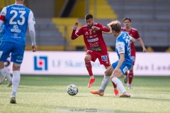 20240430 Skövde AIKs Elmar Abraham under fotbollsmatchen i Superettan mellan Skövde AIK och IK Oddevold den 30 april 2024 på Borås Arena i Borås.