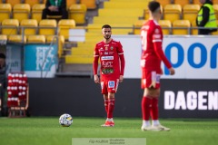 20240430 Skövde AIKs Elmar Abraham under fotbollsmatchen i Superettan mellan Skövde AIK och IK Oddevold den 30 april 2024 på Borås Arena i Borås.