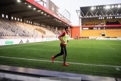 20240430 Skövde AIKs Armend Suljev under fotbollsmatchen i Superettan mellan Skövde AIK och IK Oddevold den 30 april 2024 på Borås Arena i Borås.