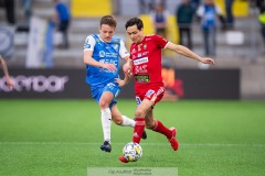 20240430 Skövde AIKs Armend Suljev under fotbollsmatchen i Superettan mellan Skövde AIK och IK Oddevold den 30 april 2024 på Borås Arena i Borås.