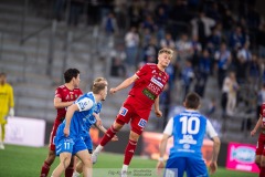 20240430 Skövde AIKs Edvin Tellgren under fotbollsmatchen i Superettan mellan Skövde AIK och IK Oddevold den 30 april 2024 på Borås Arena i Borås.