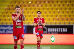 20240430 Skövde AIKs Armend Suljev under fotbollsmatchen i Superettan mellan Skövde AIK och IK Oddevold den 30 april 2024 på Borås Arena i Borås.