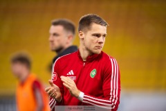 20240430 Skövde AIKs Gustav Broman under fotbollsmatchen i Superettan mellan Skövde AIK och IK Oddevold den 30 april 2024 på Borås Arena i Borås.