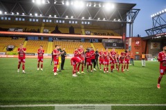 20240430 Skövde AIK under fotbollsmatchen i Superettan mellan Skövde AIK och IK Oddevold den 30 april 2024 på Borås Arena i Borås.