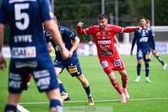 20240804 Skövde AIKs Elmar Abraham under fotbollsmatchen i Superettan mellan Skövde AIK och ÖIS den 4 Augusti 2024 på Södermalms IP i Skövde.