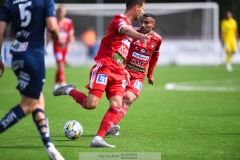 20240804 Skövde AIKs Sargon Abraham under fotbollsmatchen i Superettan mellan Skövde AIK och ÖIS den 4 Augusti 2024 på Södermalms IP i Skövde.