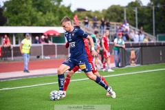 20240804 ÖIS Christoffer Styffe under fotbollsmatchen i Superettan mellan Skövde AIK och ÖIS den 4 Augusti 2024 på Södermalms IP i Skövde.