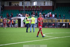 20240804 Skövde AIKs Filip Schyberg under fotbollsmatchen i Superettan mellan Skövde AIK och ÖIS den 4 Augusti 2024 på Södermalms IP i Skövde.