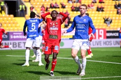 20240420 Skövde AIKs Mamadou Ousmane Diagne under fotbollsmatchen i Superettan mellan Skövde AIK och Trelleborgs FF den 20 april 2024 på Borås Arena i Borås.
