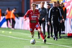 20240420 Skövde AIKs Emil Skillermo under fotbollsmatchen i Superettan mellan Skövde AIK och Trelleborgs FF den 20 april 2024 på Borås Arena i Borås.