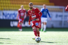 20240420 Skövde AIKs Elmar Abraham under fotbollsmatchen i Superettan mellan Skövde AIK och Trelleborgs FF den 20 april 2024 på Borås Arena i Borås.