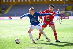 20240420 Skövde AIKs Armend Suljev under fotbollsmatchen i Superettan mellan Skövde AIK och Trelleborgs FF den 20 april 2024 på Borås Arena i Borås.