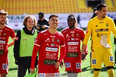 20240420 Skövde AIKs Marcus Mikhail under fotbollsmatchen i Superettan mellan Skövde AIK och Trelleborgs FF den 20 april 2024 på Borås Arena i Borås.