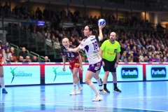 20241230 Skara HFs Melanie Felber under handbollsmatchen i Handbollsligan mellan Skövde HF och Skara HF den 30 december 2024 i Arena Skövde i Skövde.