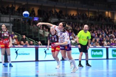 20241230 Skara HFs Melanie Felber under handbollsmatchen i Handbollsligan mellan Skövde HF och Skara HF den 30 december 2024 i Arena Skövde i Skövde.