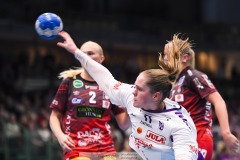 20241230 Skara HFs Bleona Nuredini under handbollsmatchen i Handbollsligan mellan Skövde HF och Skara HF den 30 december 2024 i Arena Skövde i Skövde.