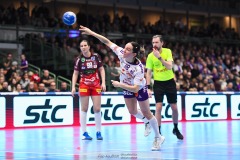 20241230 Skara HFs Melanie Felber under handbollsmatchen i Handbollsligan mellan Skövde HF och Skara HF den 30 december 2024 i Arena Skövde i Skövde.