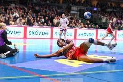 20241230 Skövde HFs Meja Norrgård under handbollsmatchen i Handbollsligan mellan Skövde HF och Skara HF den 30 december 2024 i Arena Skövde i Skövde.